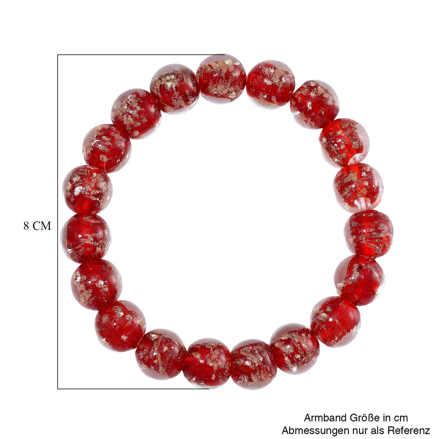 Rotes Murano-Stil Glas Armband, flexibel