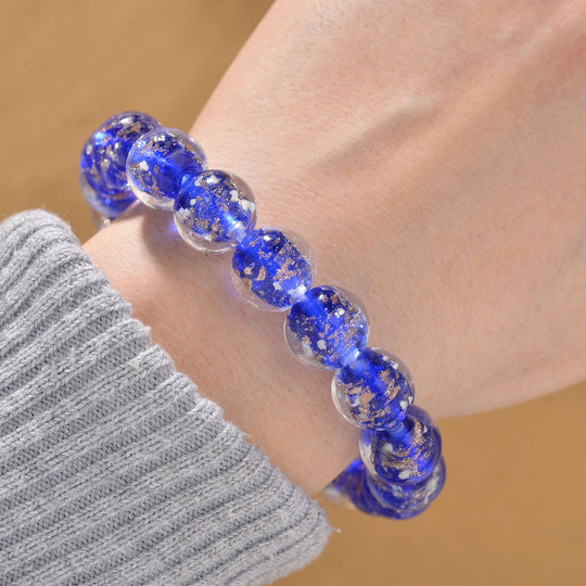Blaues Murano-Stil Glas Armband, flexibel