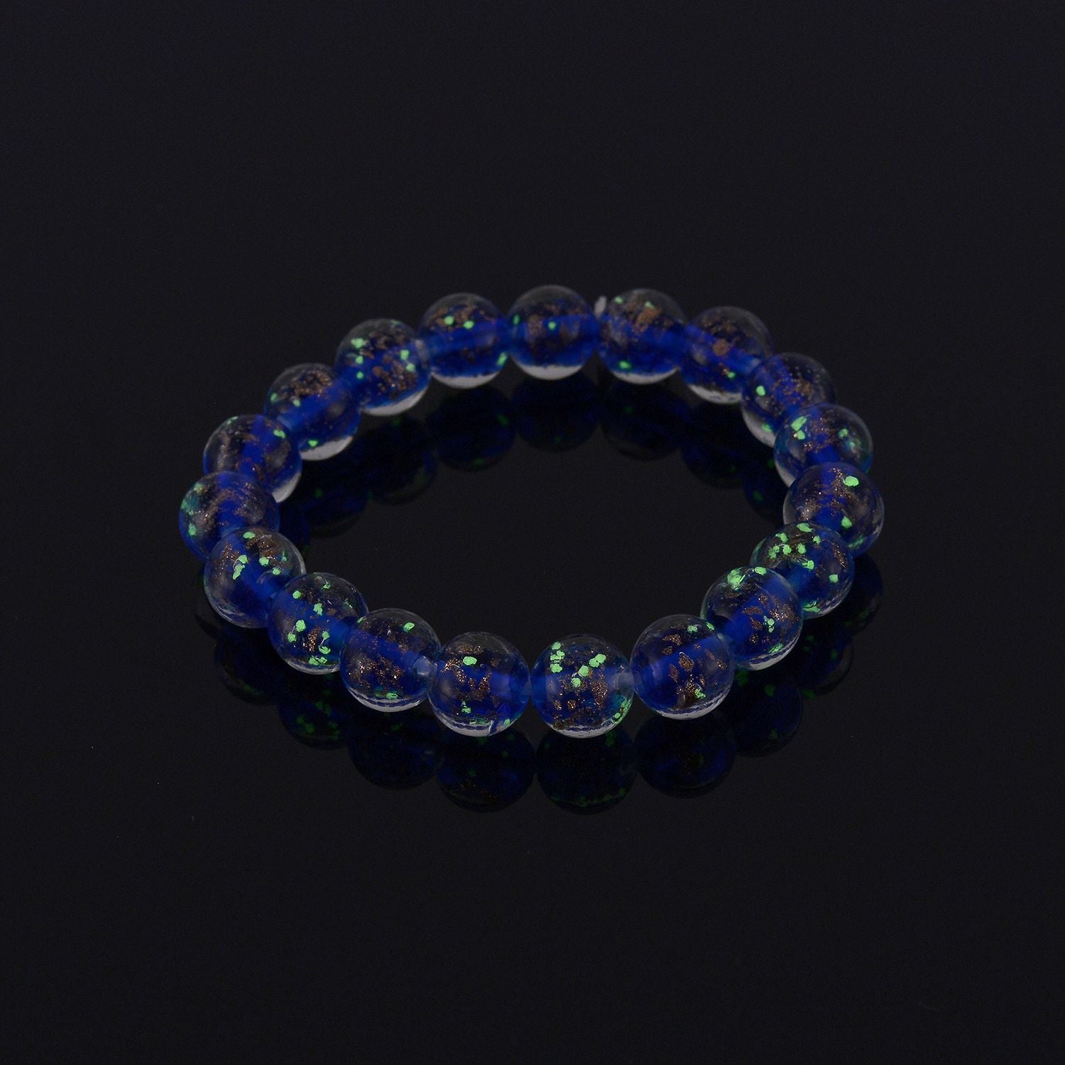 Blaues Murano-Stil Glas Armband, flexibel