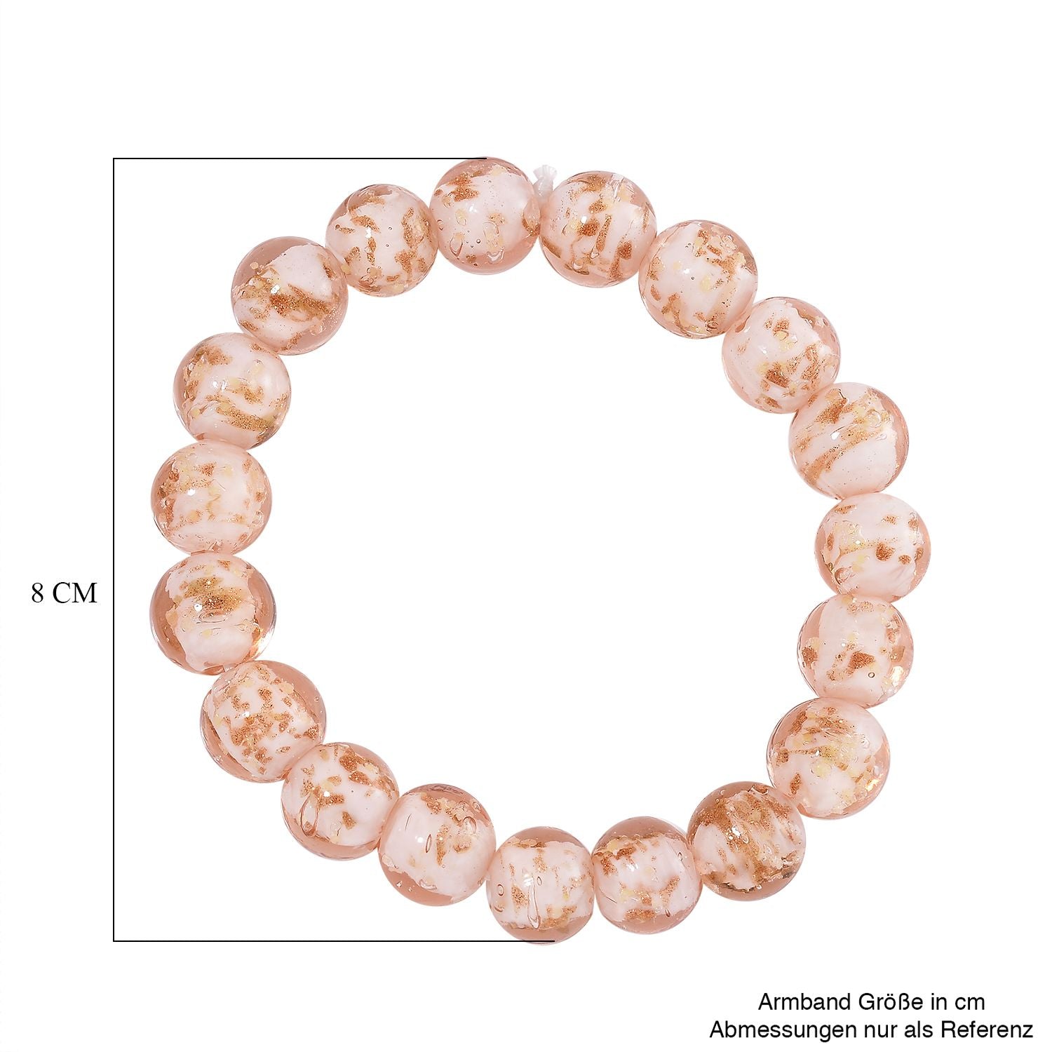 Rosé Murano-Stil Glas Armband, flexibel