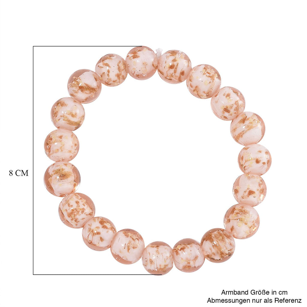 Rosé Murano-Stil Glas Armband, flexibel