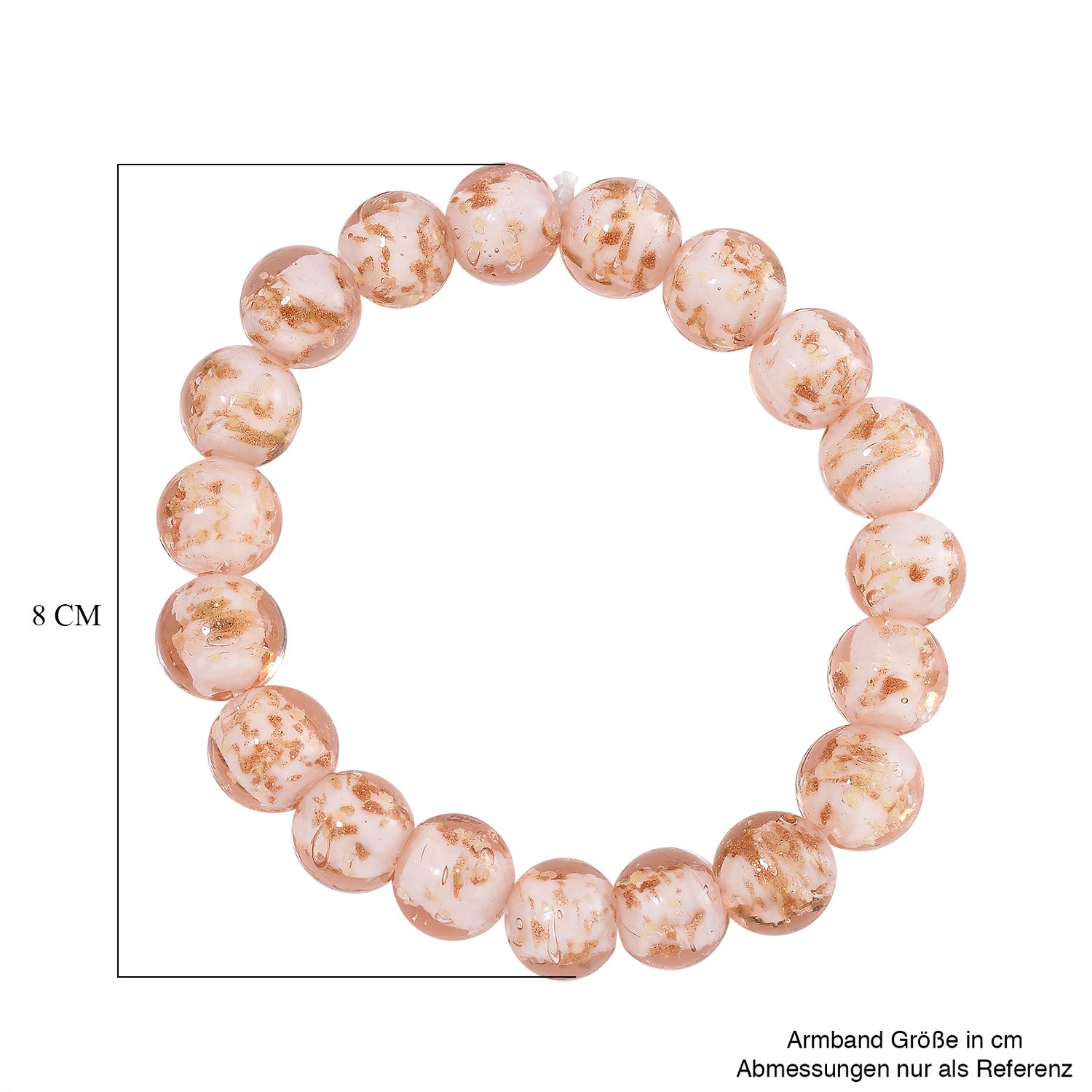 Rosé Murano-Stil Glas Armband, flexibel