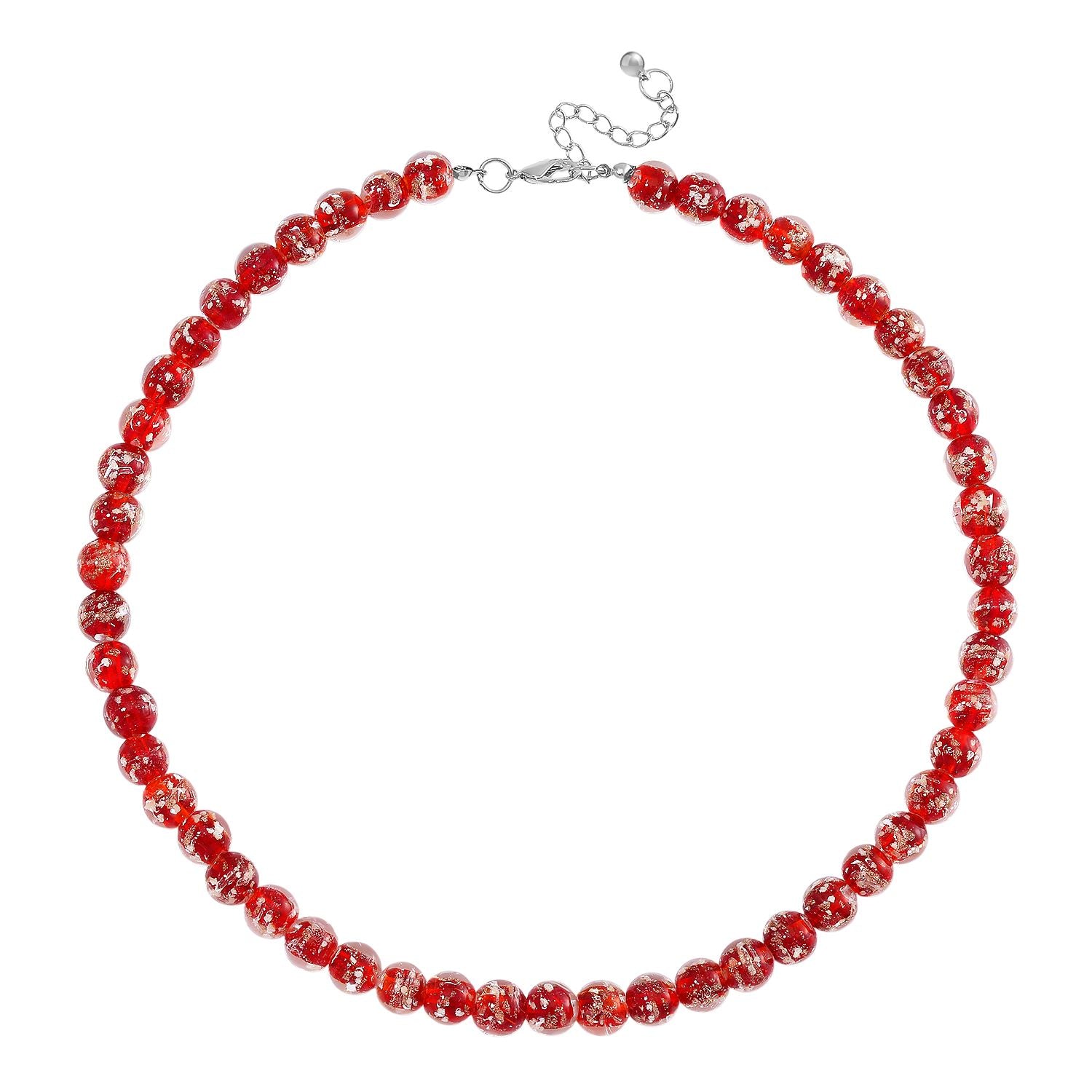 Rote Murano-Stil Glas Halskette ca. 50 cm+ 5 cm Extender