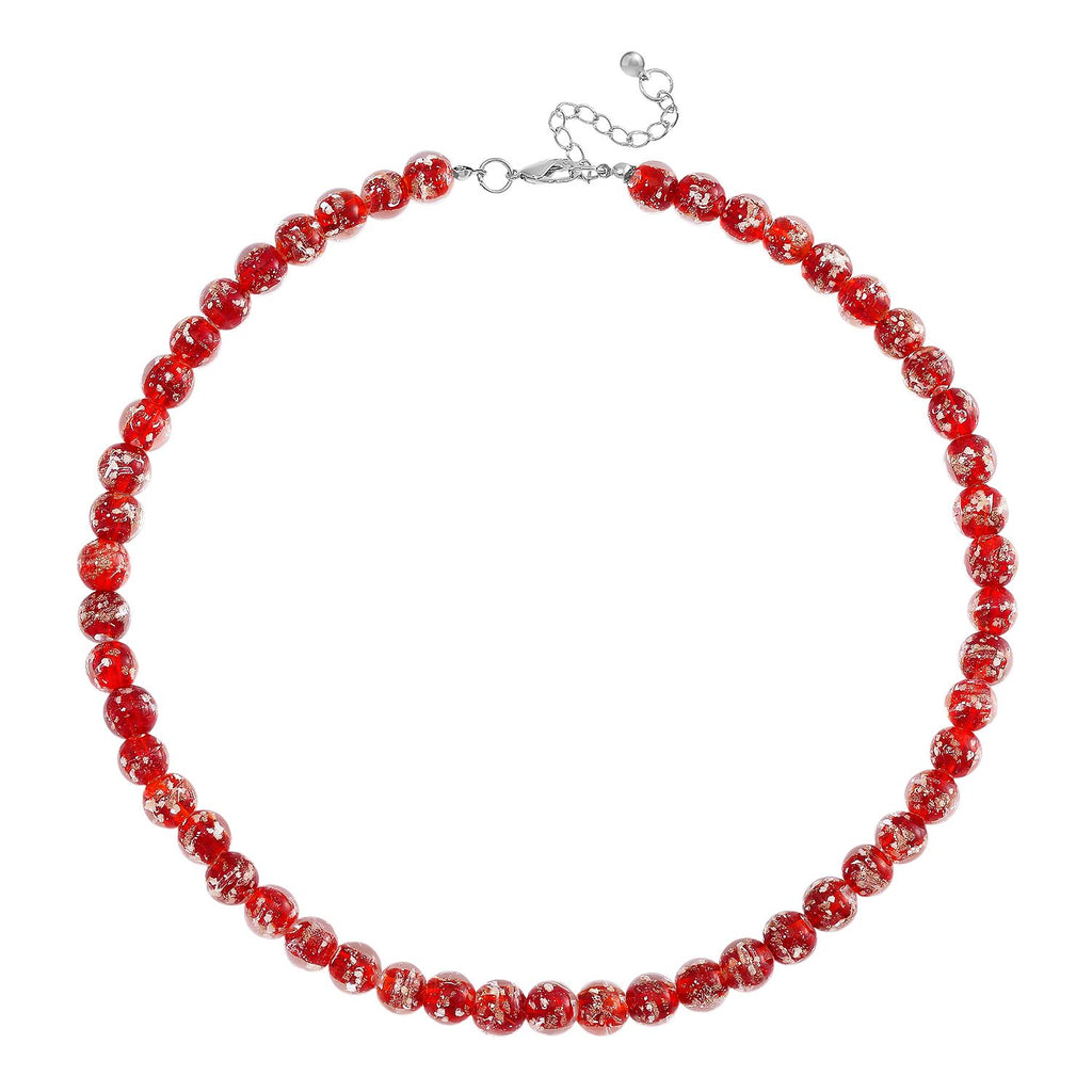 Rote Murano-Stil Glas Halskette ca. 50 cm+ 5 cm Extender