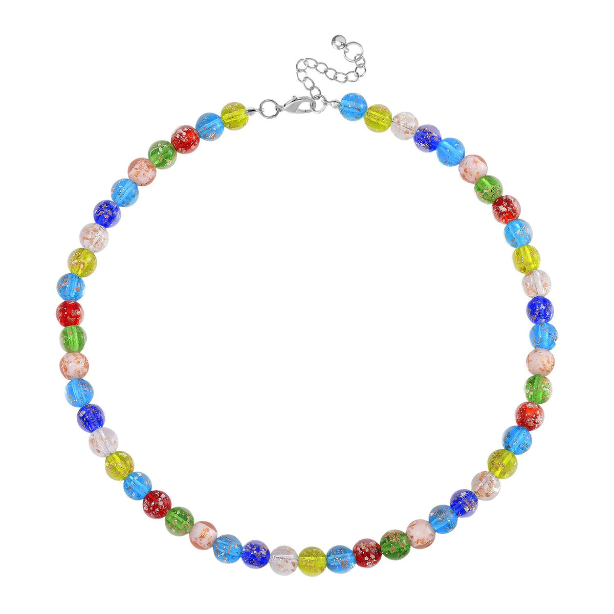 Mehrfarbiges Murano-Stil Glas Halskette ca. 50 cm+ 5 cm Extender, Standard