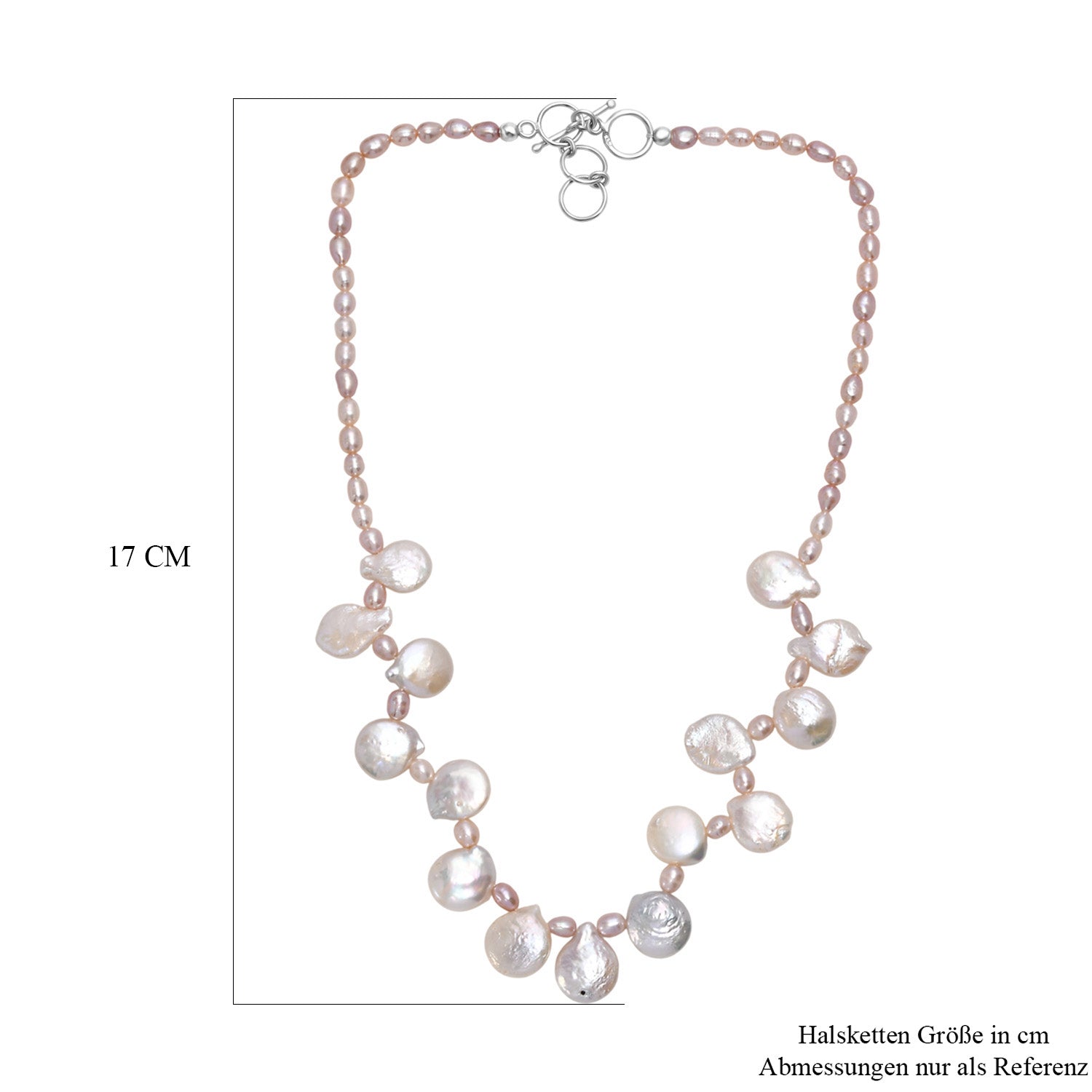 AA weiße Süßwasser Perle Halskette, 45cm, 925 Silber rhodiniert