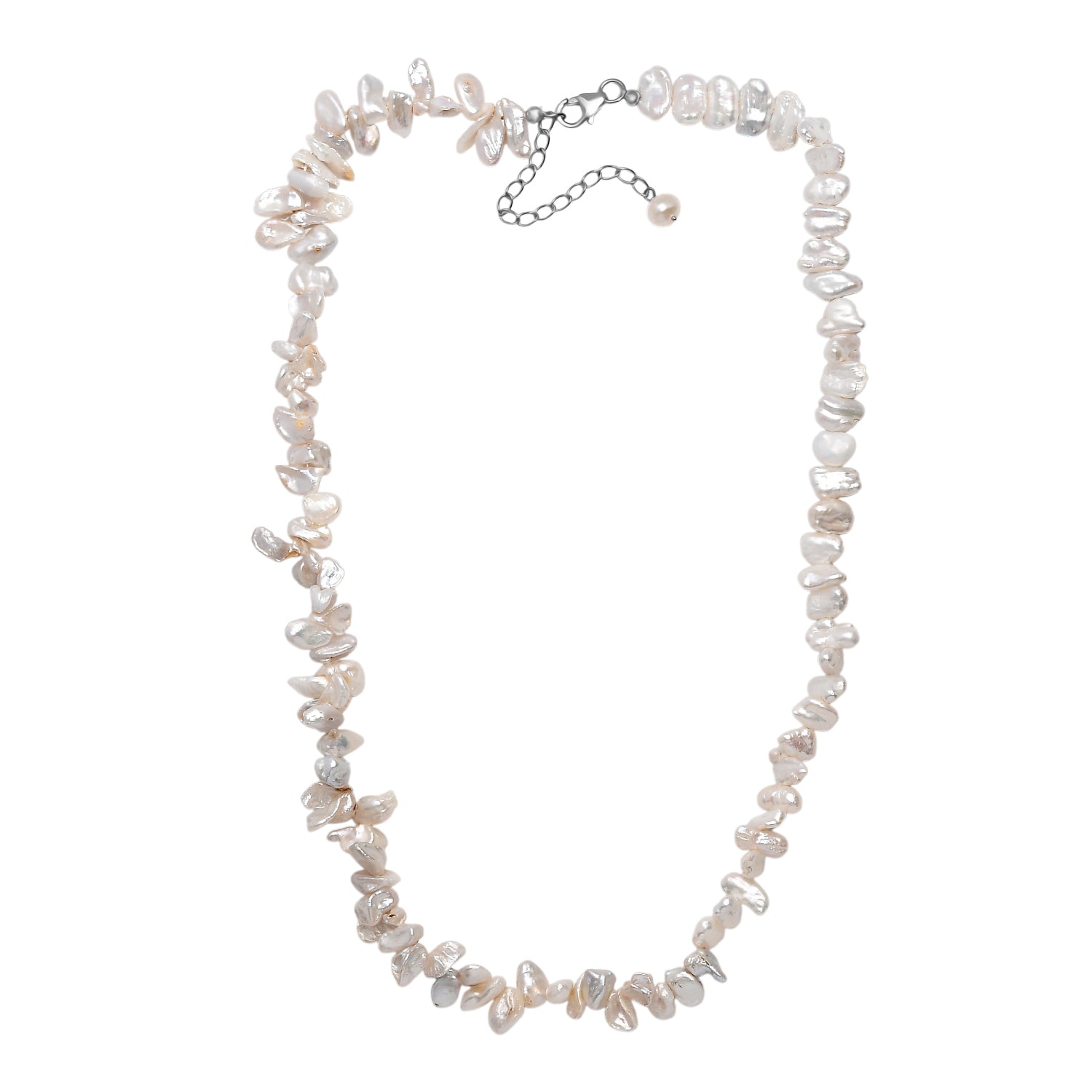 AA Süßwasser Perle Halskette, 45+5cm, 925 Silber rhodiniert