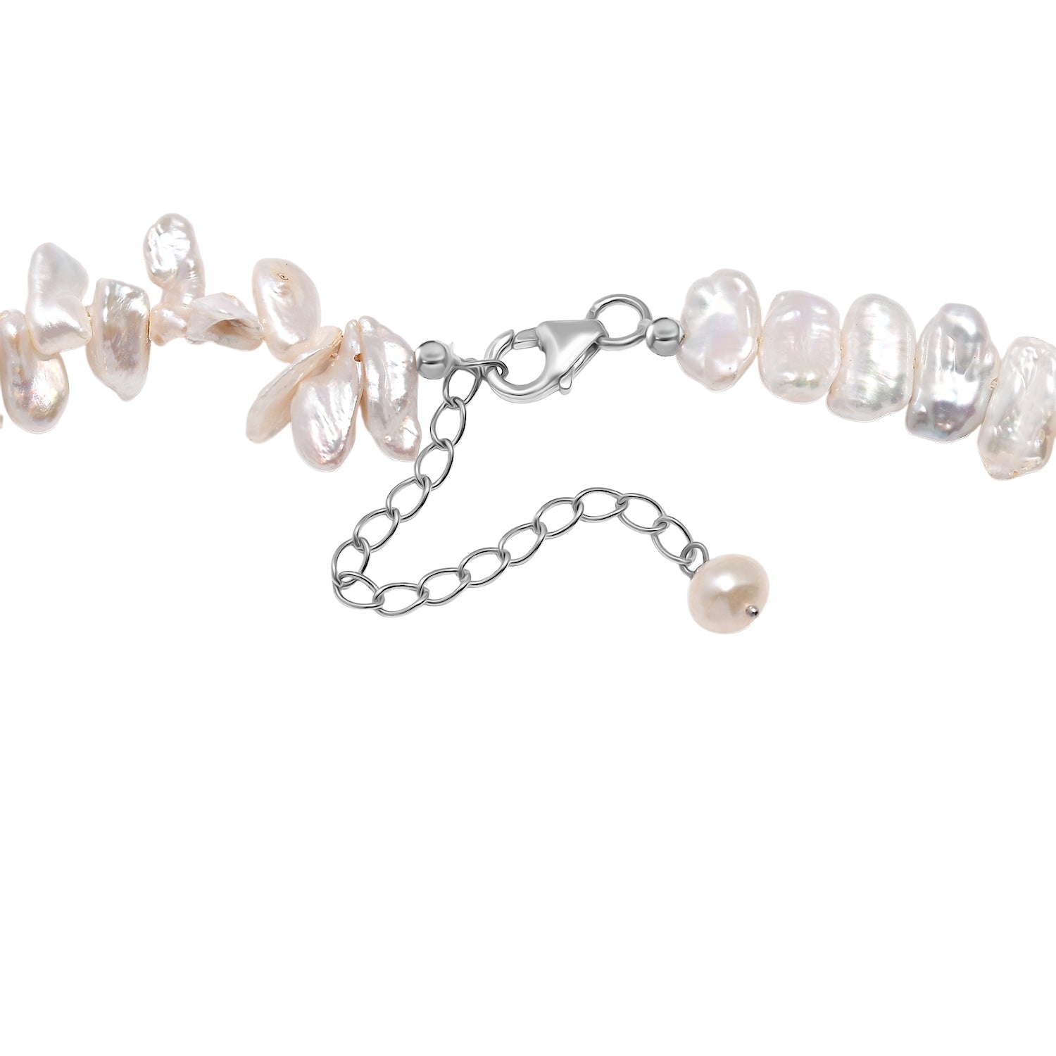 AA Süßwasser Perle Halskette, 45+5cm, 925 Silber rhodiniert