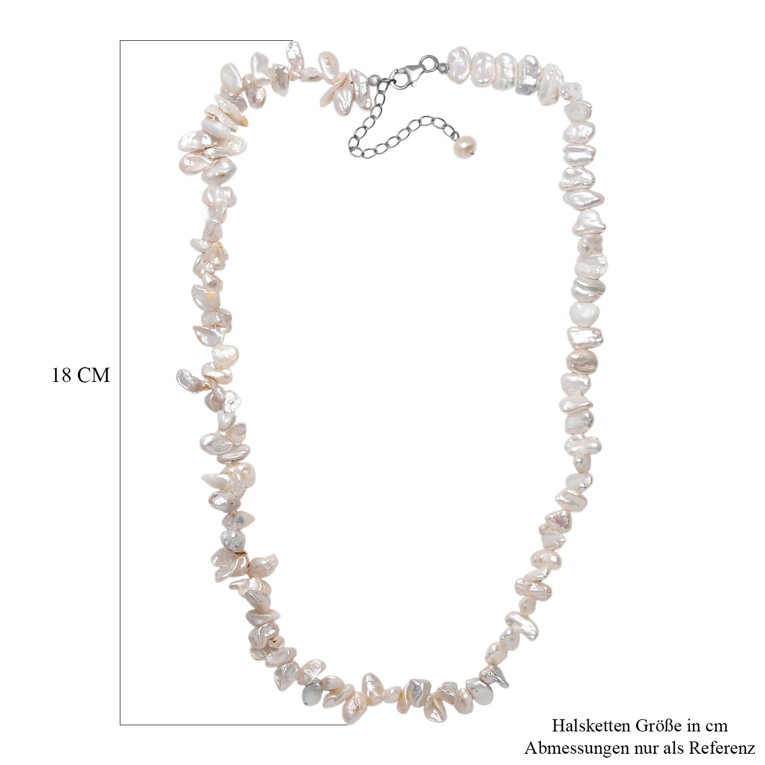 AA Süßwasser Perle Halskette, 45+5cm, 925 Silber rhodiniert