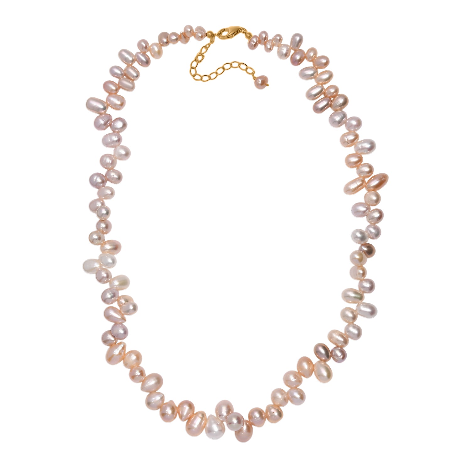 AAA Mehrfarbige Süßwasser Perle Halskette ca. 45 cm + 5 cm Extender, 925 Silber 750 Gelbgold Vermeil