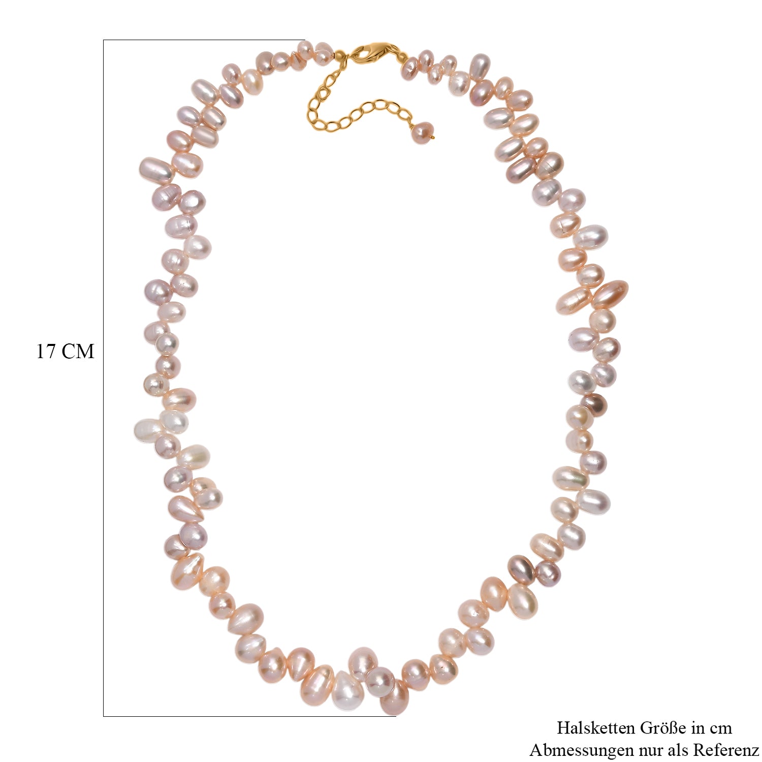 AAA mehrfarbige Süßwasser Perle Halskette, 45+5cm, 925 Silber 750 Gelbgold Vermeil