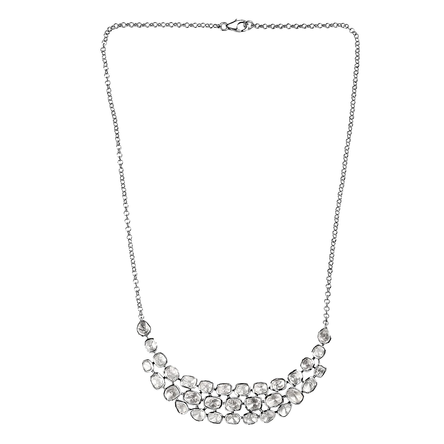 Polki Moissanit Halskette ca. 45 cm 925 Silber rhodiniert ca. 8.00 ct