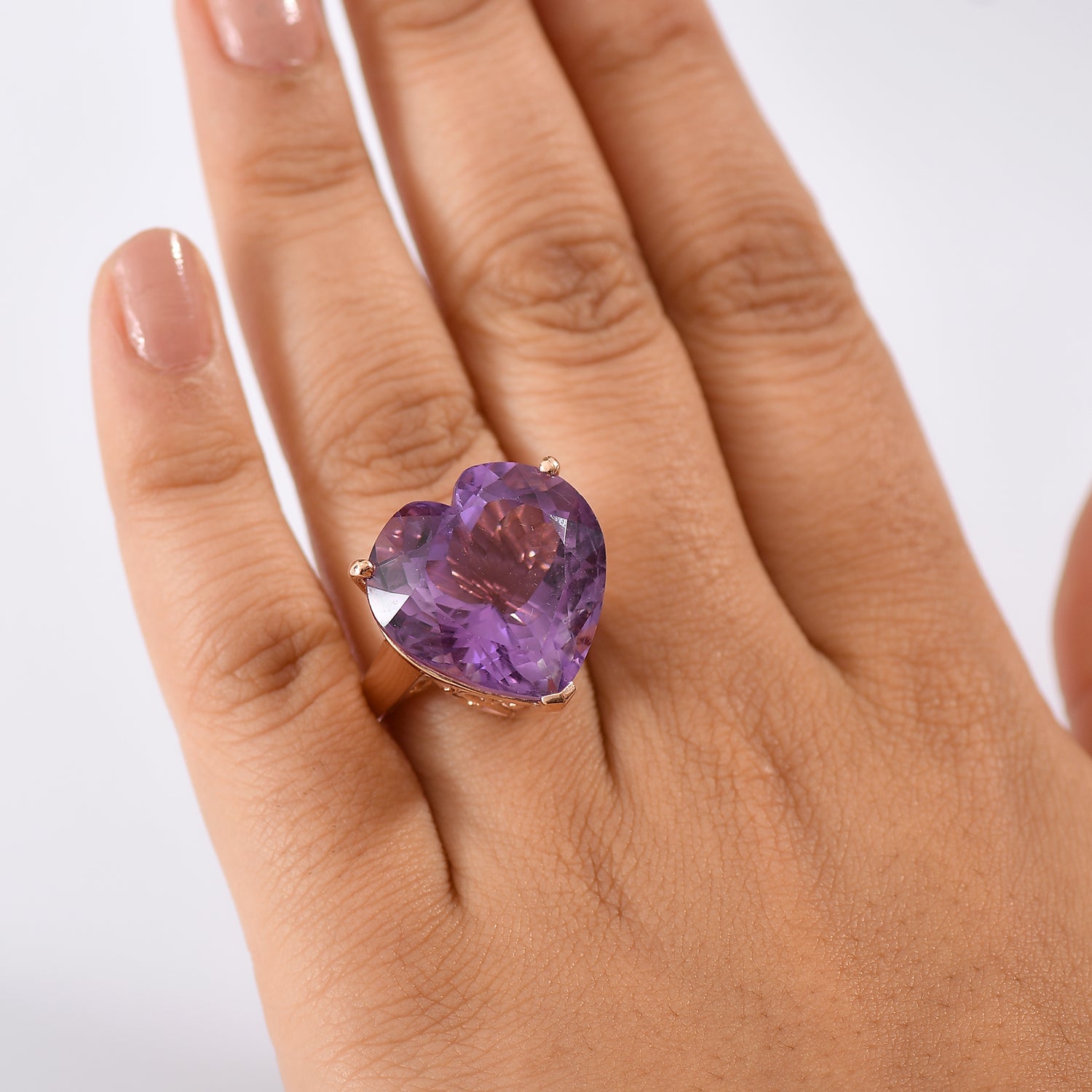 AAA Rose De France Amethyst Ring 925 Silber 750 Roségold Vermeil (Größe 17.00) ca. 24,94 ct