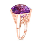 AAA Rose De France Amethyst Ring 925 Silber 750 Roségold Vermeil (Größe 17.00) ca. 24,94 ct
