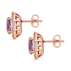 Zeitlose Art Kollektion - AA Rose De France Amethyst, Weißer Zirkon Ohrringe 925 Silber 750 rosévergoldet ca. 3.46 ct
