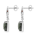 Viktorianische Blüte - Sibirischer Seraphinite, Rote Granat Ohrringe, 925 Silber platiniert ca. 6,61 ct