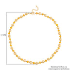 Goldene Muschelkernperle (7-9 mm), Gelber Achat Halskette ca. 45 cm+ 5 cm Extender, vergoldet