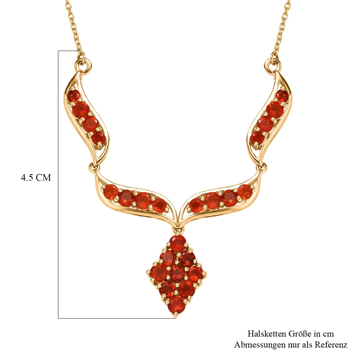 Blaze Feuer Opal Halskette ca. 45 cm 925 Silber 750 Gelbgold Vermeil ca. 1.78 ct