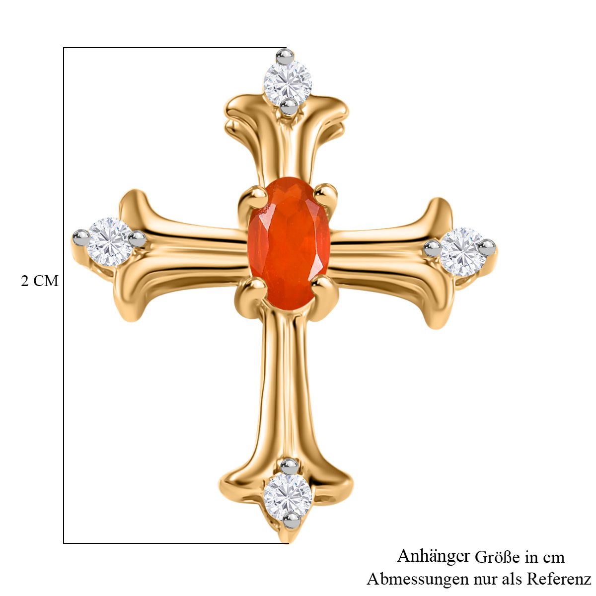 AAAA Blaze-Feueropal, Moissanit Anhänger 925 Silber 750 Gelb Vergoldet ca. 0,28 ct.