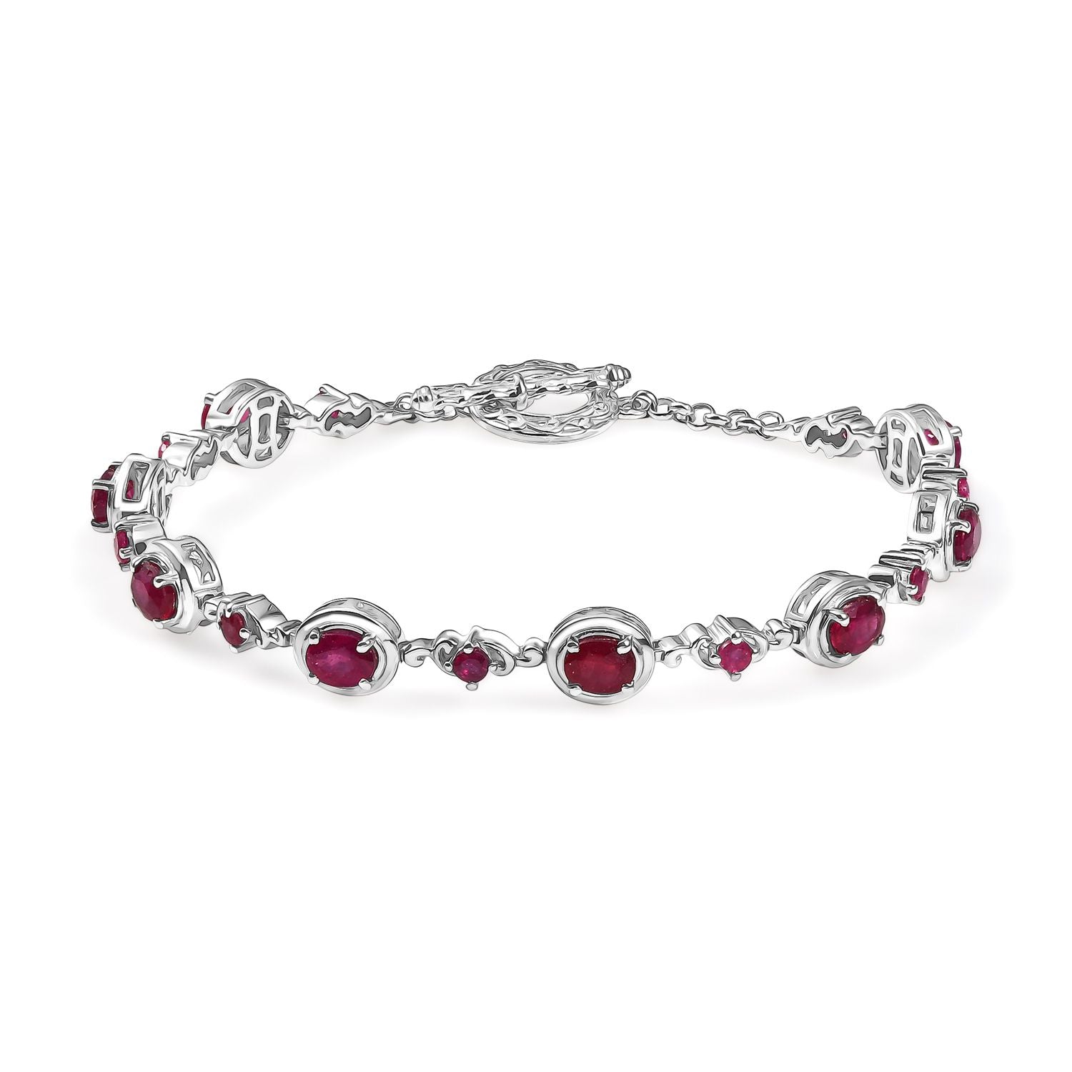 Afrikanischer Rubin (Fissure gefüllt) Armband ca. 19 cm 925 Silber rhodiniert ca. 5,07 ct.