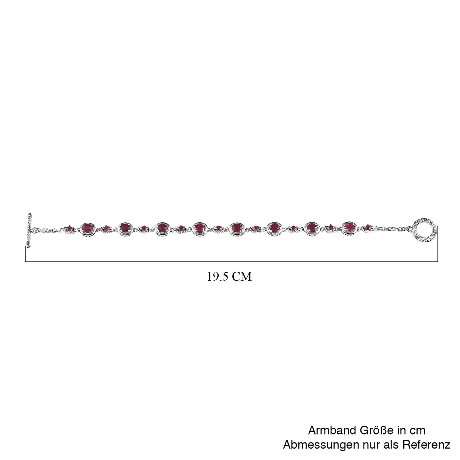 Afrikanischer Rubin (Fissure gefüllt) Armband ca. 19 cm 925 Silber rhodiniert ca. 5,07 ct.