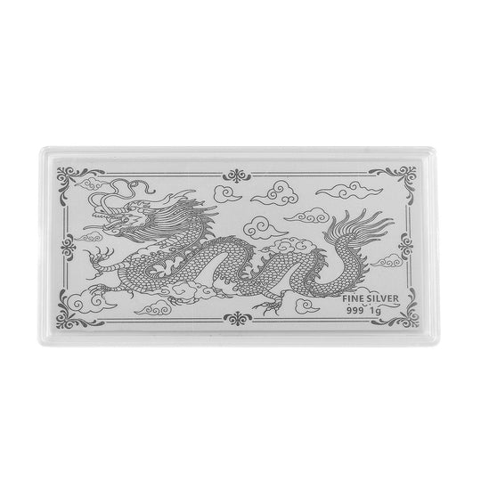 EXKLUSIVES GESCHENK - 999er Silberfolie mit Drachenmotiv, ca. 103x49 mm. ca. 1.00g
