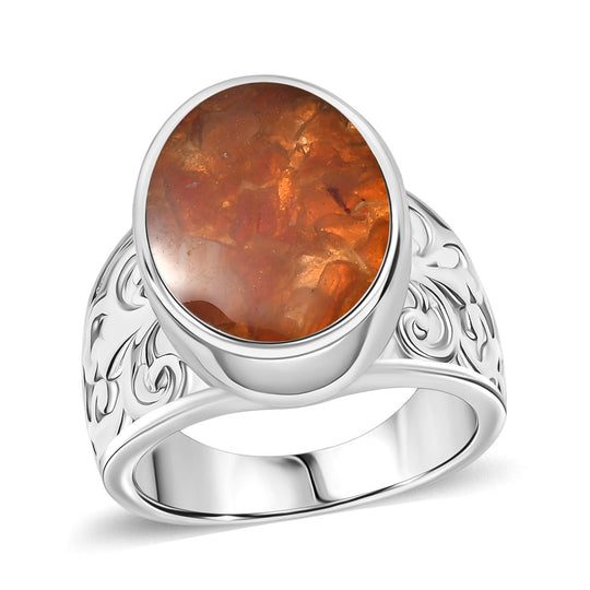 Feuer Opal Matrix Ring 950 Kupfer (Größe 18.00) ca. 5,50 ct