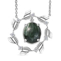 Sibirische Seraphinit und Zirkon Halskette, 45 cm - 4,88 ct.