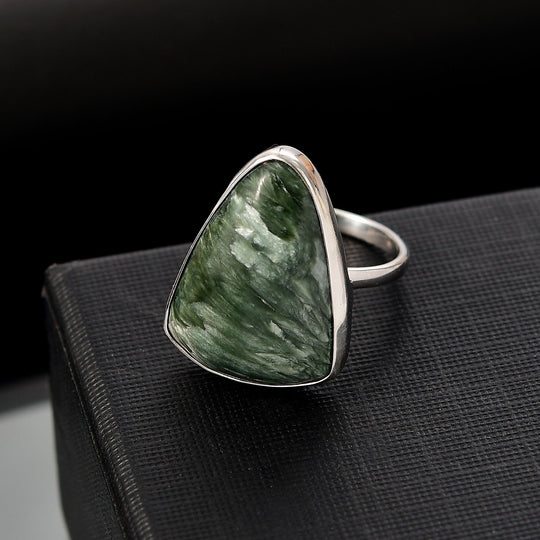 Sibirischer Seraphinite Ring 925 Silber rhodiniert ca. 16,35 ct