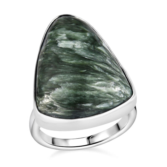 Sibirischer Seraphinite Ring 925 Silber rhodiniert ca. 16,35 ct