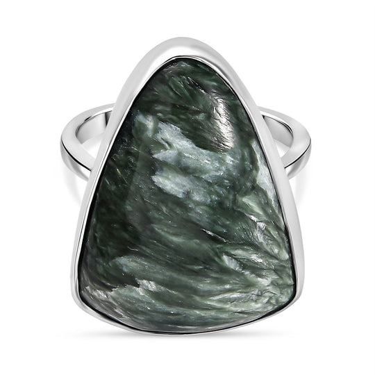 Sibirischer Seraphinite Ring 925 Silber rhodiniert ca. 16,35 ct