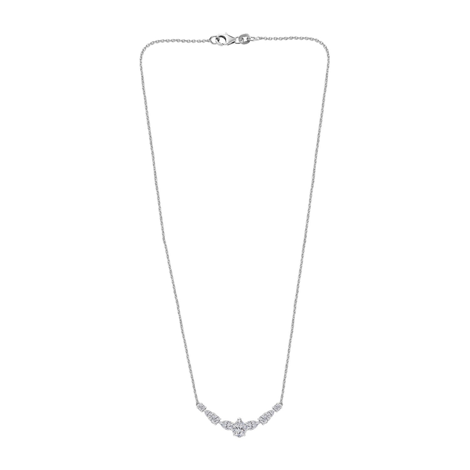 Moissanit Halskette ca. 45 cm 925 Silber rhodiniert ca. 2.76 ct