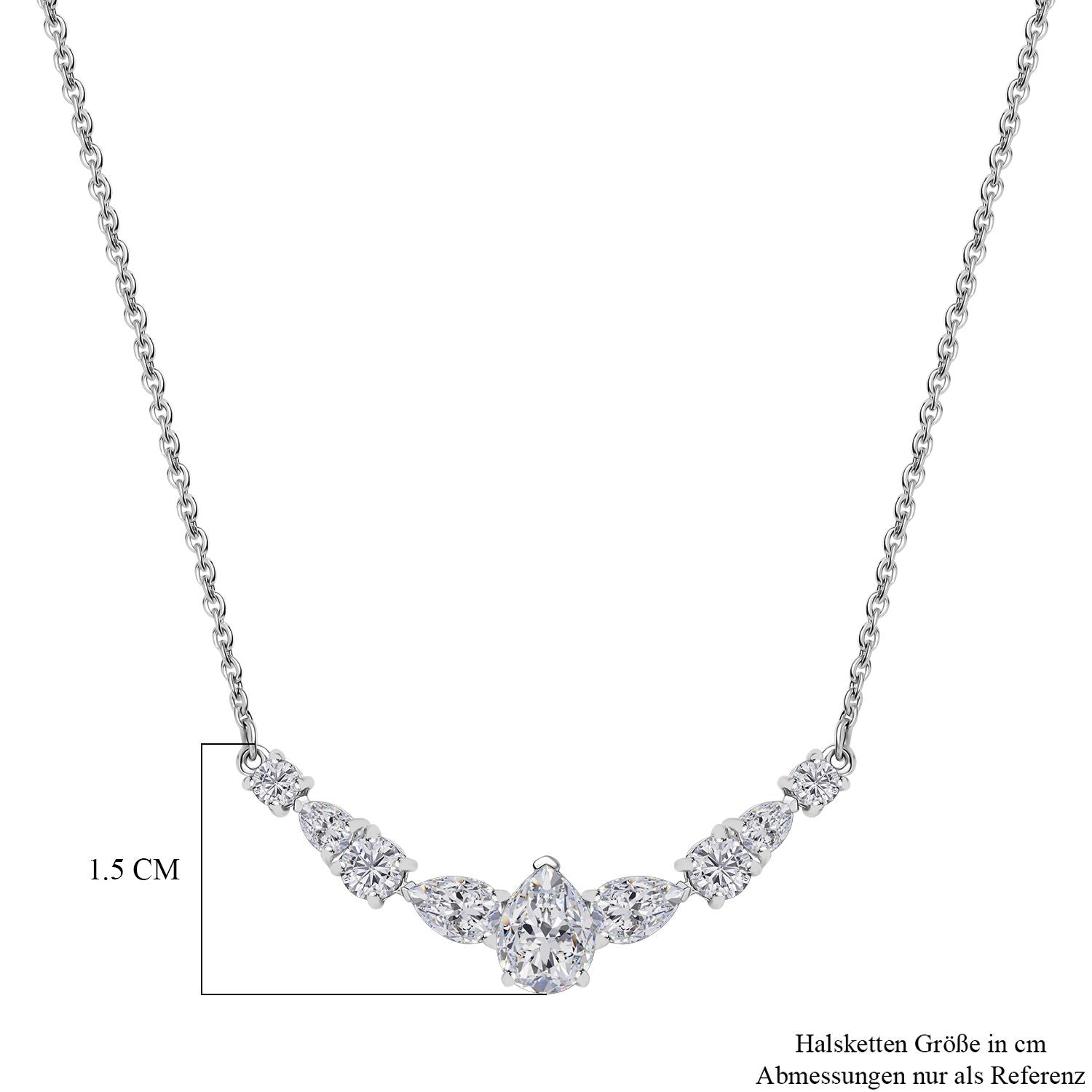 Moissanit Halskette ca. 45 cm 925 Silber rhodiniert ca. 2.76 ct