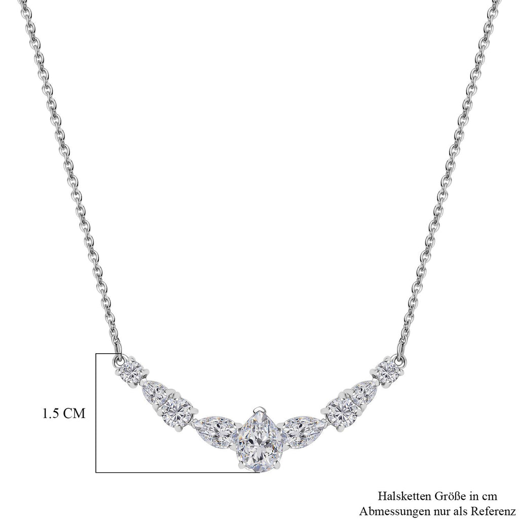 Moissanit Halskette ca. 45 cm 925 Silber rhodiniert ca. 2.76 ct