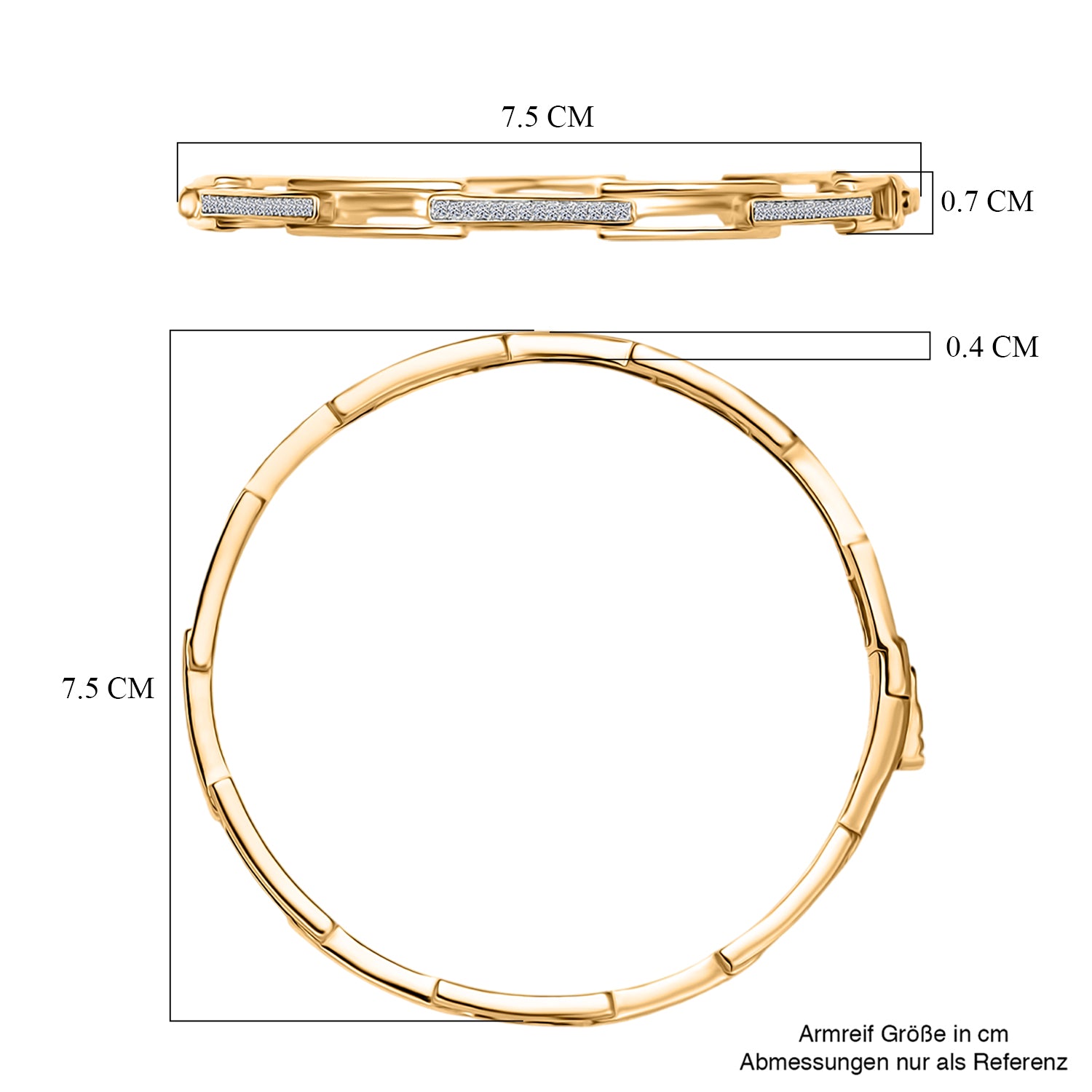 LUXURIANT DIAMOND - Lab Grown Diamant SI-GH Armreif ca. 19 cm 925 Silber 750 Gelbgold Vermeil (10-15 Werktage Lieferzeit) ca. 0.25 ct