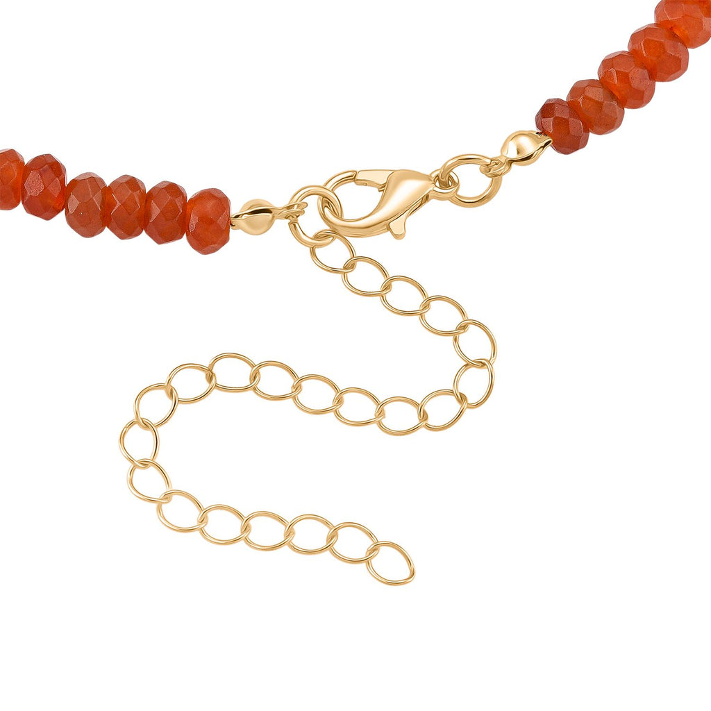 Muschelkernperle-Halskette mit Orangem Quarzit, verstellbar 40+10cm, goldfarben