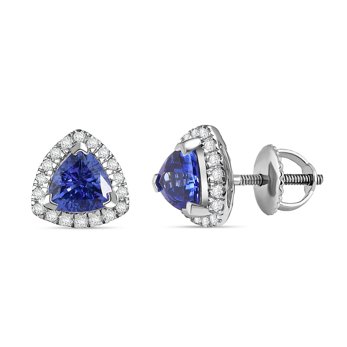 Rhapsody AAAA Tansanit, Weißer Diamant AGI zertifiziert Ohrringe 950 Platin ca. 2.30 ct