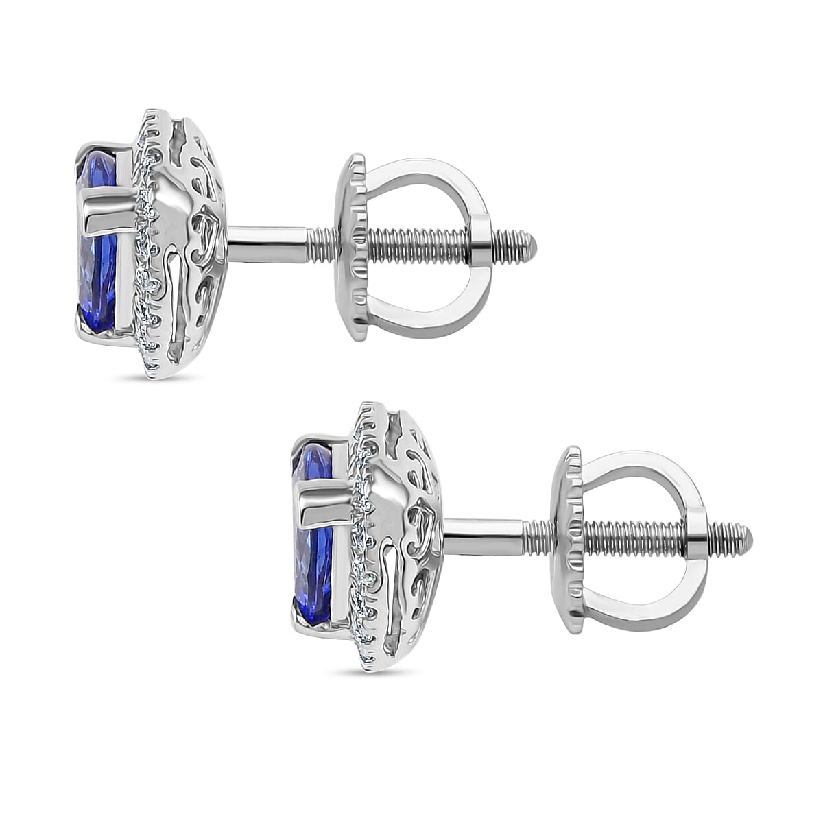 Rhapsody AAAA Tansanit, Weißer Diamant AGI zertifiziert Ohrringe 950 Platin ca. 2.30 ct