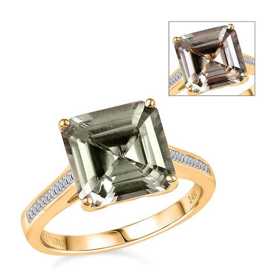 LUXORO AAA Turkizit, Weißer Diamant AGI zertifiziert Ring 585 Gold (Größe 19.00) (10-15 Werktage Lieferzeit) ca. 6.05 ct