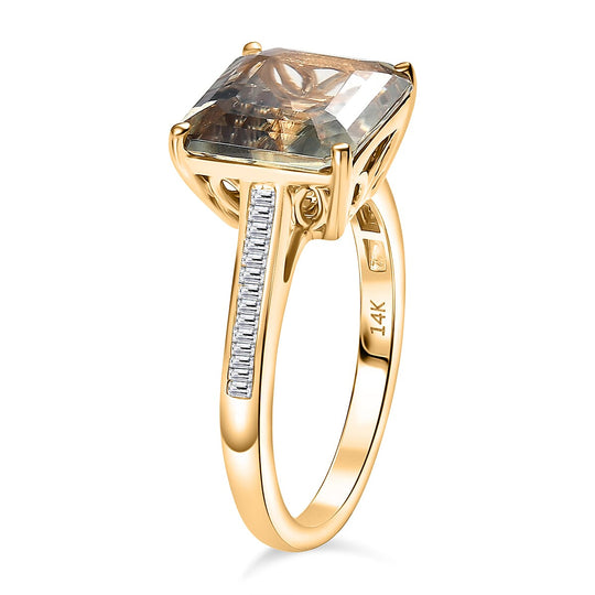 LUXORO AAA Turkizit, Weißer Diamant AGI zertifiziert Ring 585 Gold (Größe 19.00) ca. 6.05 ct