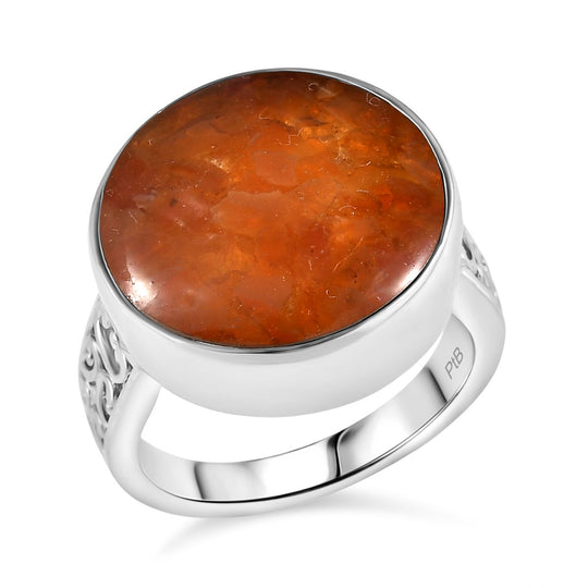 Feueropal Matrix Ring Messing (Größe 19.00) ca. 8.15 ct