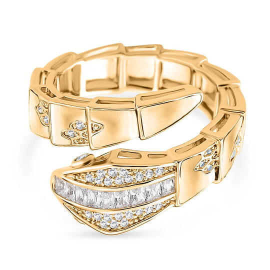 Weißer Zirkonia Ring Messing (Größe 18.00) Gelb