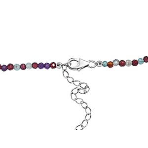 Premium Weiße Süßwasser Perle, Mehrfarbig Edelsteine Halskette ca. 60 cm 925 Silber Rhodiniert 89.00 ct