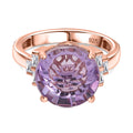 Zeitlose Art Kollektion - AA Rose De France Amethyst, Weißer Zirkon Ring 925 Silber 750 rosévergoldet (Größe 17.00) ca. 6.58 ct