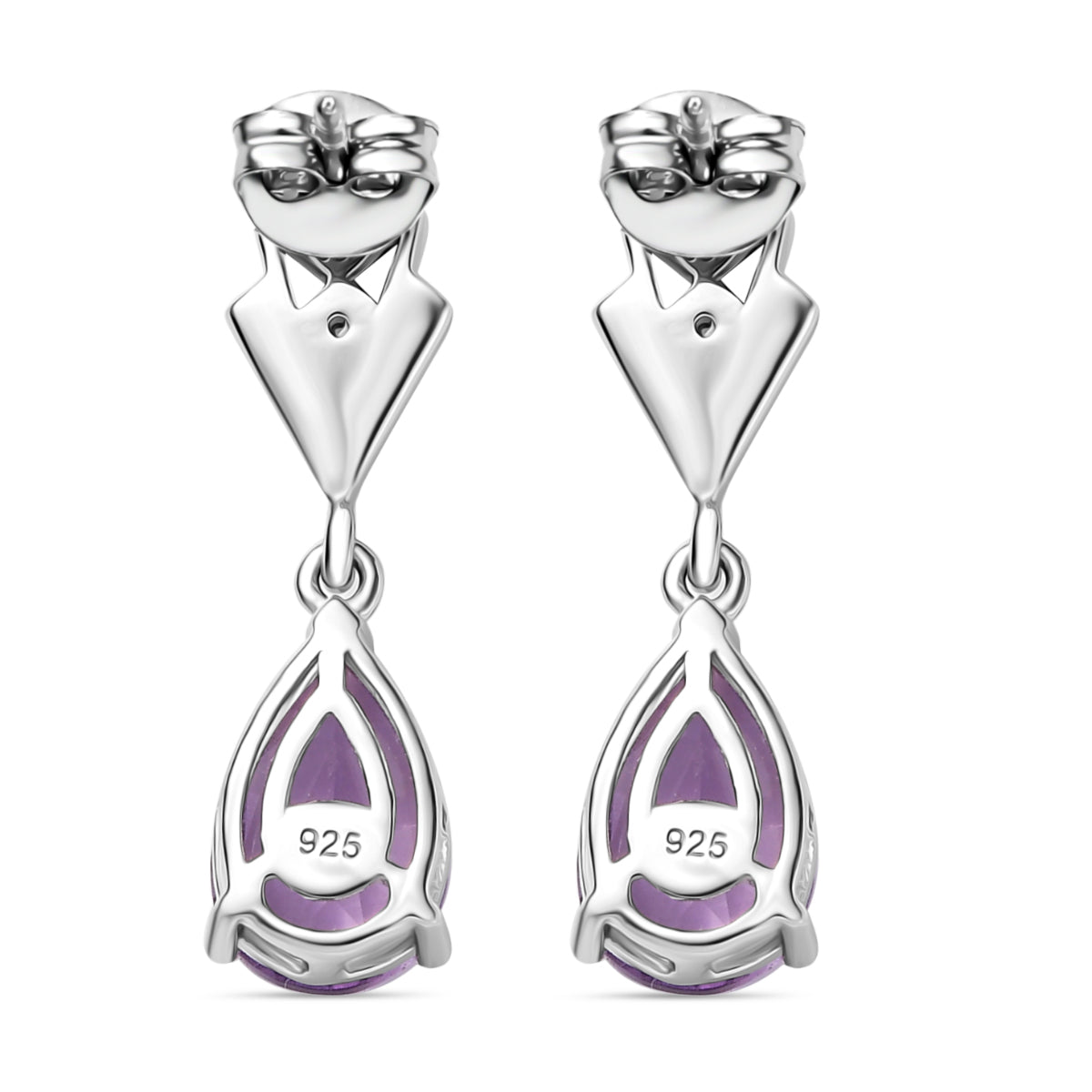Zeitlose Art Kollektion - AA Rose De France Amethyst, Weißer Zirkon Ohrringe 925 Silber platiniert ca. 2.39 ct