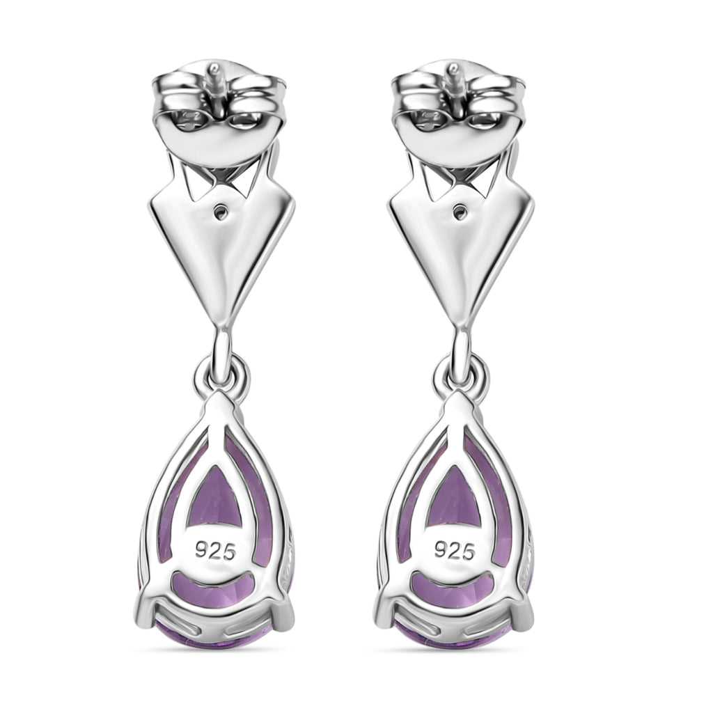 Zeitlose Art Kollektion - AA Rose De France Amethyst, Weißer Zirkon Ohrringe 925 Silber platiniert ca. 2.39 ct