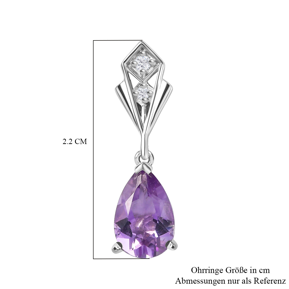 Zeitlose Art Kollektion - AA Rose De France Amethyst, Weißer Zirkon Ohrringe 925 Silber platiniert ca. 2.39 ct