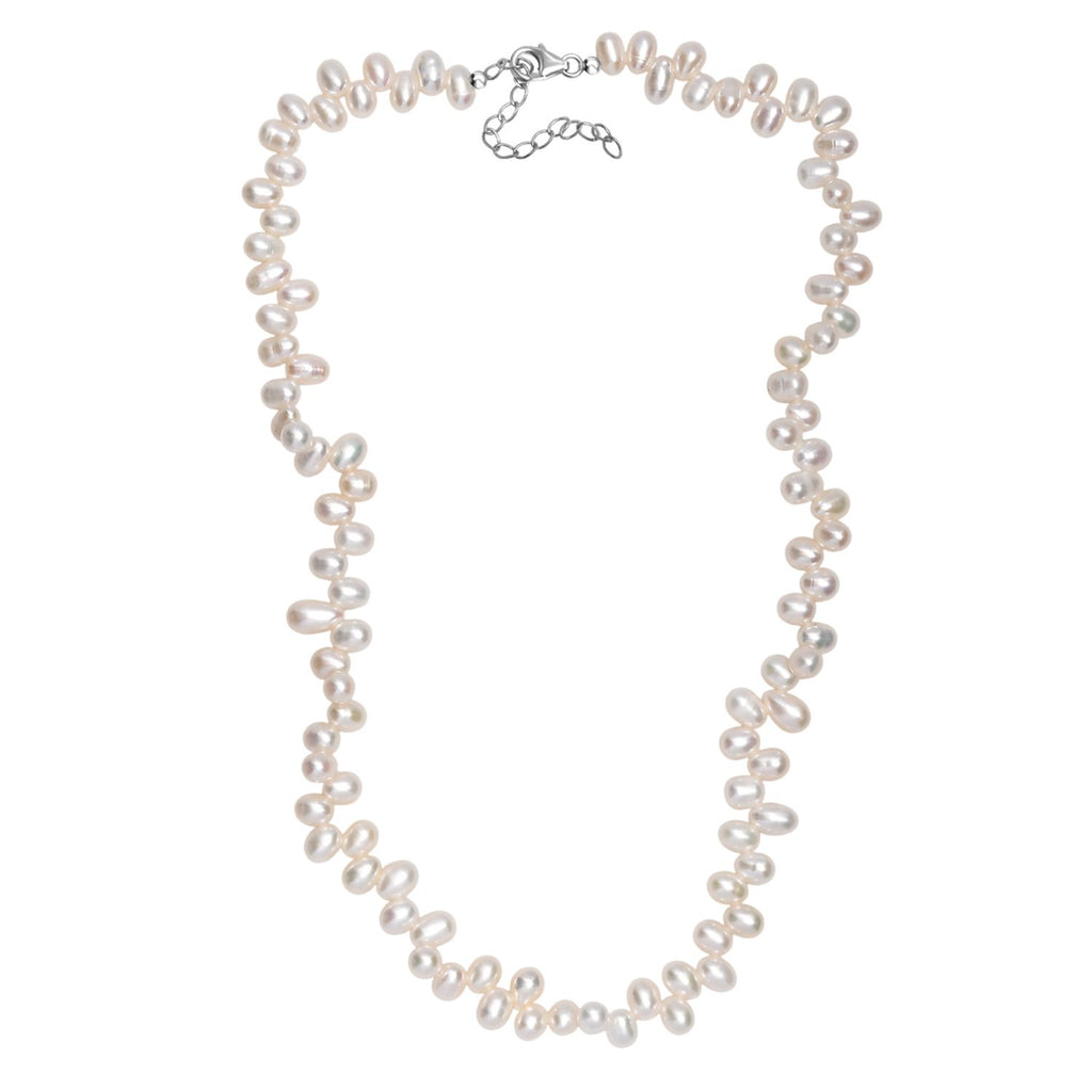 Weiße Süßwasser Perle Halskette ca. 45 cm 925 Silber rhodiniert 162.00 ct