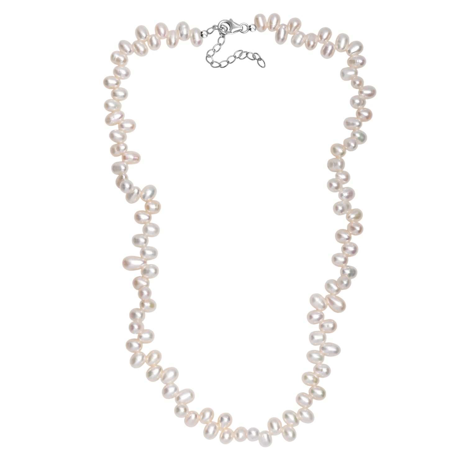 Weiße Süßwasser Perle Halskette ca. 45 cm 925 Silber rhodiniert 162.00 ct
