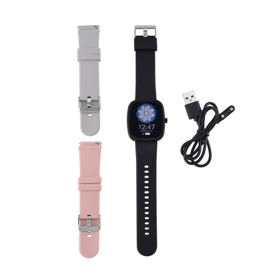 V510 4er set Smartwatch, 1x Smartwatch, 3x Wechselarmbänder, Wasserdichtes Gehäuse, Silikonband, Rosa